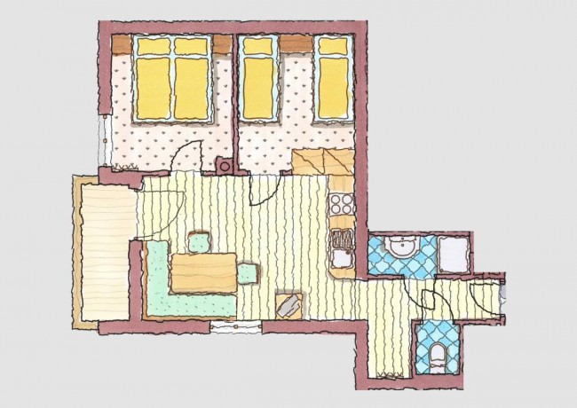 Grundriss - Appartement Saukarkopf mit zwei Doppelzimmer für 4 Personen