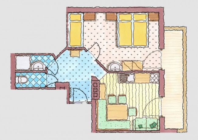 Grundriss - Appartement Schuhflicker mit einem Doppelzimmer
