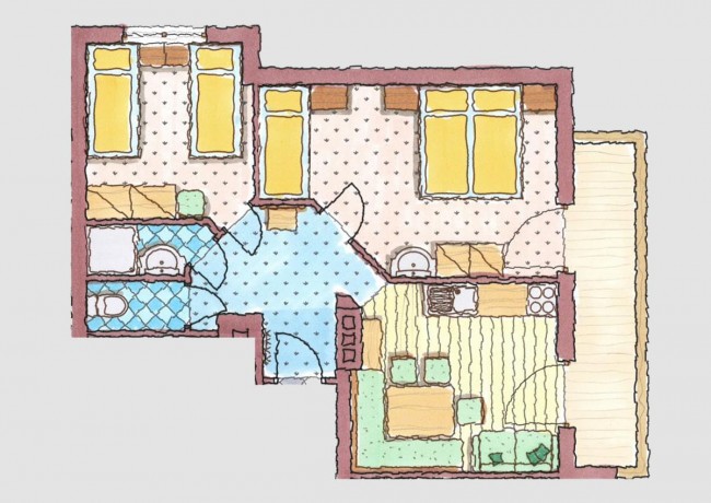 Grundriss - Appartement Schuhflicker mit zwei Doppelzimmer für 4 - 5 Personen